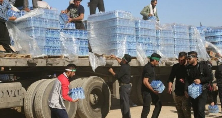 دپو 430 هزار بطری آب معدنی در قرارگاه اربعین